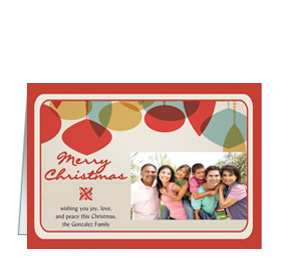 Christmas Feliz Navidad Ornaments Cards with photo, custom text and color 7.875"x5.5" Envelope included 