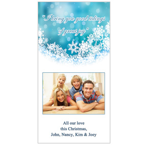 Christmas Card w-Envelope 4" x 8" Frosty Snowman design 6 family style 