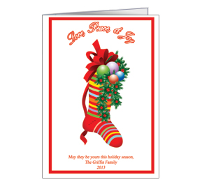 Fully Stuffed Christmas Stocking Holiday Card w-Envelope 5.50" x 7.875" business style