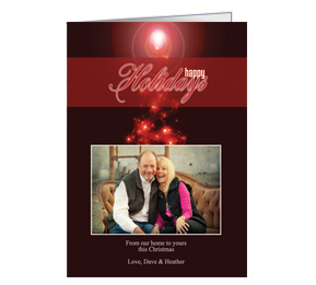 Glowing Red Abstract Christmas Tree with Personalized Photo w-Envelope 5.50" x 7.875" family style