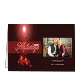 Glowing Red Abstract Christmas Tree with Personalized Photo w-Envelope 7.875" x 5.50" family style