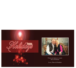 Glowing Red Abstract Christmas Tree with Personalized Photo Card w-Envelope 8" x 4" family style