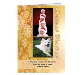 Christmas Card w-Envelope 5.50" x 7.875" Frosty Snowman Gold Blessing Family Style 