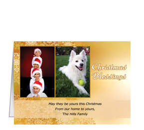 Christmas Card w-Envelope 7.875" x 5.50" Frosty Snowman Gold Blessing Family Style