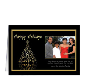 Gold Christmas Tree Card 7.875" x 5.50"