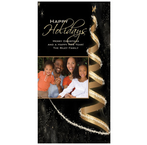 Gold Ribbon Christmas Tree Card 4" x 8"