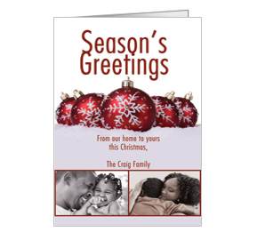 Red Ornaments Holiday Card 5.50" x 7.875" 