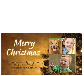 Half Christmas Tree Decorated with Multiple Photo Upload Card w-Envelope 8" x 4" family style