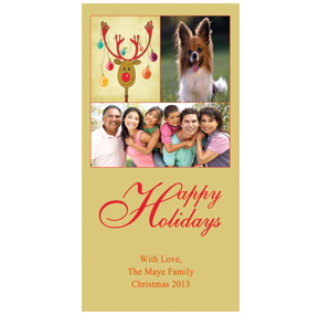 Happy Rudolph Christmas Card 4" x 8"