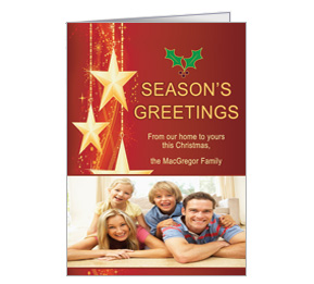 Gold Stars Christmas Card  5.50" x 7.875"