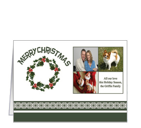 Merry Christmas Wreath Card 7.875" x 5.50"