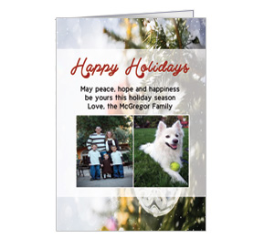 Christmas Card w-Envelope 5.50" x 7.875" Real Glass Dangling Ornament Family Style