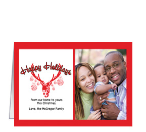  Happy Holidays Reindeer Antlers Card 7.875" x 5.50"