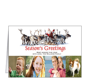 Santa and His Reindeer Christmas Card 7.875" x 5.50"