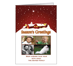 Season's Greetings Winter Village Card 5.50" x 7.875"