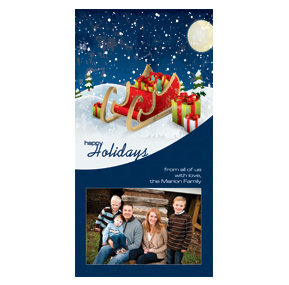 Snowy Santa Sleigh Christmas Card 4" x 8"