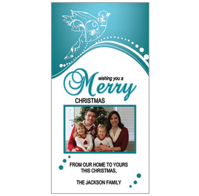 Christmas Card w-Envelope 4" x 8" Swirl Dove family style