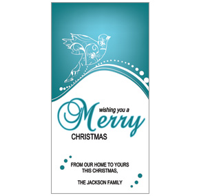 Holiday Card w-Envelope 4" x 8" Swirl Dove business style