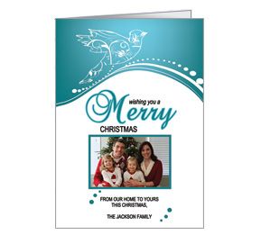 Christmas Swirl Dove Family Style Cards with Envelope 5.50" x 7.875"