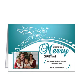 Holiday Card w-Envelope 7.875" x 5.50" Swirl Dove Family Style