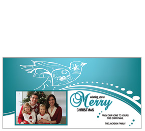 Christmas Card 8" x 4" Swirl Dove Family Style with Envelope