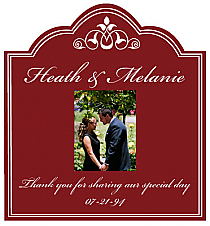 Scalloped Rectangle Wine Photo Label