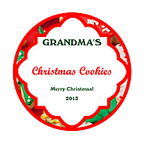 2 1/2" x 2 1/2" Christmas Cookies Big Circle Canning Label