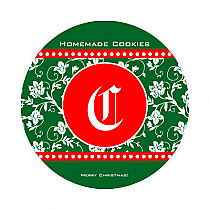 2" x 2" Christmas Floral Circle Canning Label