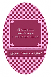 Valentines Day Hundred Hearts Vertical Oval Labels