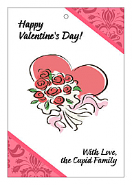 Happy Valentines Day Valentine Vertical Rectangle Favor Tag 1.875x2.75