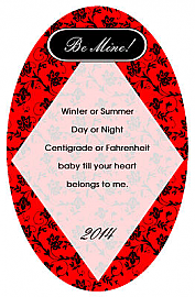 Valentine Floral Text Oval Label