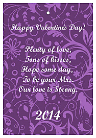 Valentine Serenity Vertical Text Rectangle Favor Tag