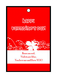 Valentine Curlicue Small Vertical Rectangle Hang Tag