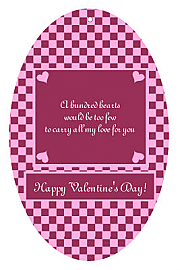 Valentines Day Hundred Vertical Oval Favor Tag