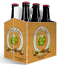 6 Pack Carrier Galway Lager includes plain 6 pack carrier and custom pre-cut labels