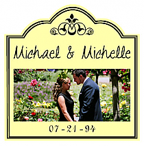 Elegant Square Wedding Wine Label with photo