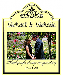 Elegant Vertical Rectangle Wedding Wine Label with photo