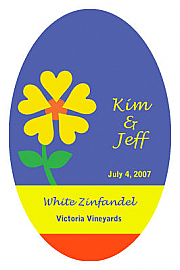 Love Flower Large Oval Wine Label 3.25x5