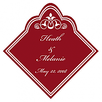 Scalloped Large Diamond Wine Label 3x3