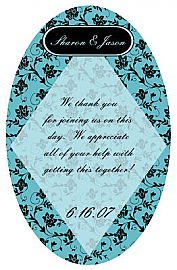 Floral Text Large Oval Wedding Labels 3.25x5