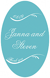 Wave Large Vertical Oval Wedding Label 3.25x5