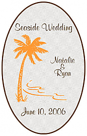 Tropic getaway Large Vertical Oval Wedding Label 3x3