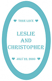 Mini Hearts Large Vertical Oval Wedding Label 3.25x5