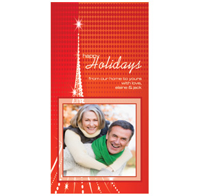 Tall Abstract Christmas Tree with Dots Family Photo Card w-Envelope 4" x 8" family style