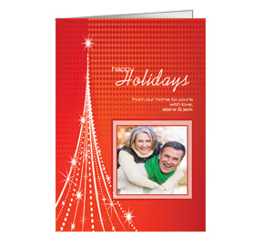 Tall Abstract Christmas Tree Card with Dots  Family Photo w-Envelope 5.50" x 7.875" family style