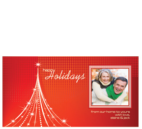 Tall Abstract Christmas Tree with Dots Family Photo Card w-Envelope 8" x 4" family style