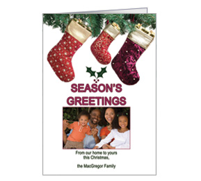 Three Fireplace Stockings Greeting Card 5.50" x 7.875"