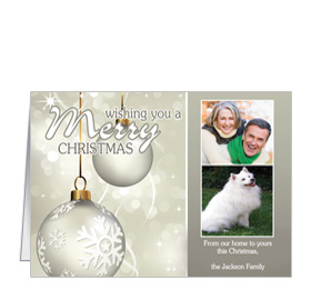 Dangling Silver Ornaments Holiday Card 7.875" x 5.50"