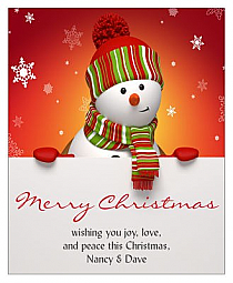 Vertical Big Rectangle Snowman Top Christmas Labels