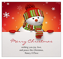 Big Square Snowman Top Christmas Labels 